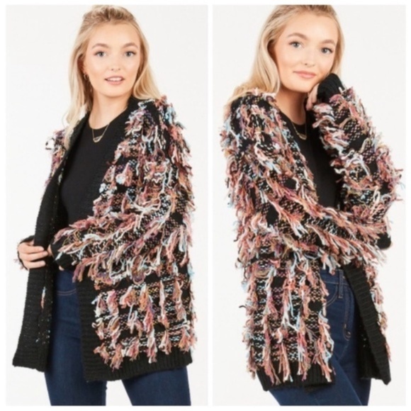 MODA ME COUTURE Sweaters - PLAYFUL DOLLZ Fringe Sweater Cardigan - Black